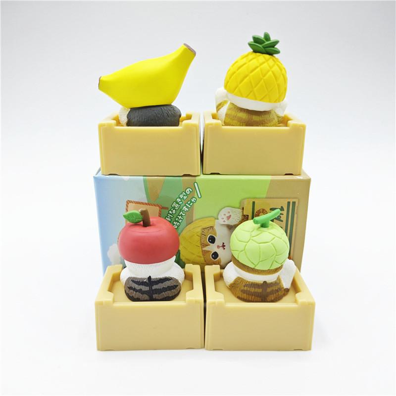 Playful Cat Fruit Box Models With Pinemelon Banana Figurines In Assorted Colors