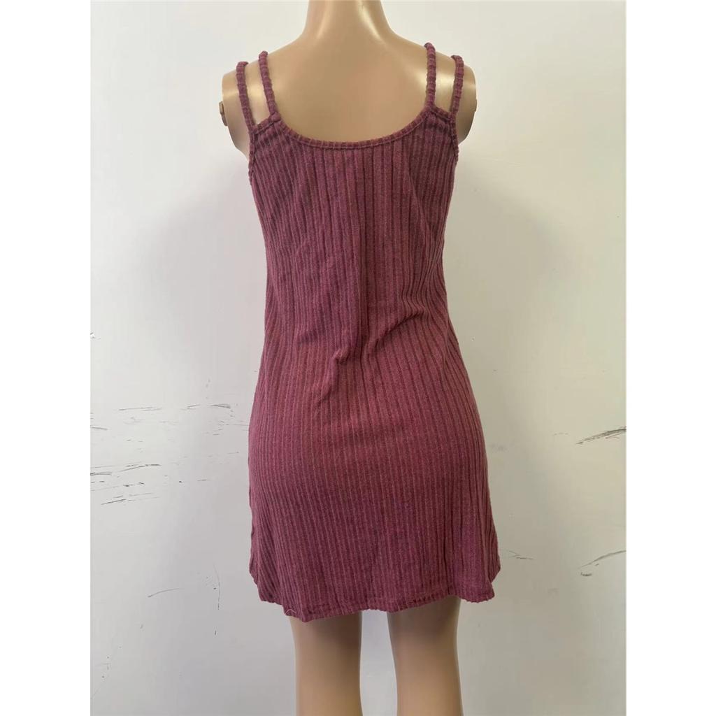 Women's Solid Color Casual Plus Size Suspender Vest Dress Clothes Sale