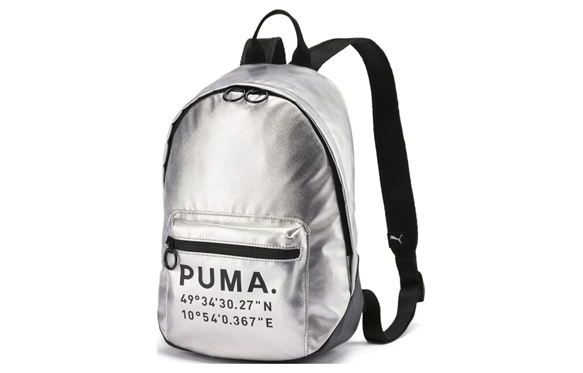 PUMA Athleisure Artificial Leather Backpack Regular Unisex Silver 076595-02