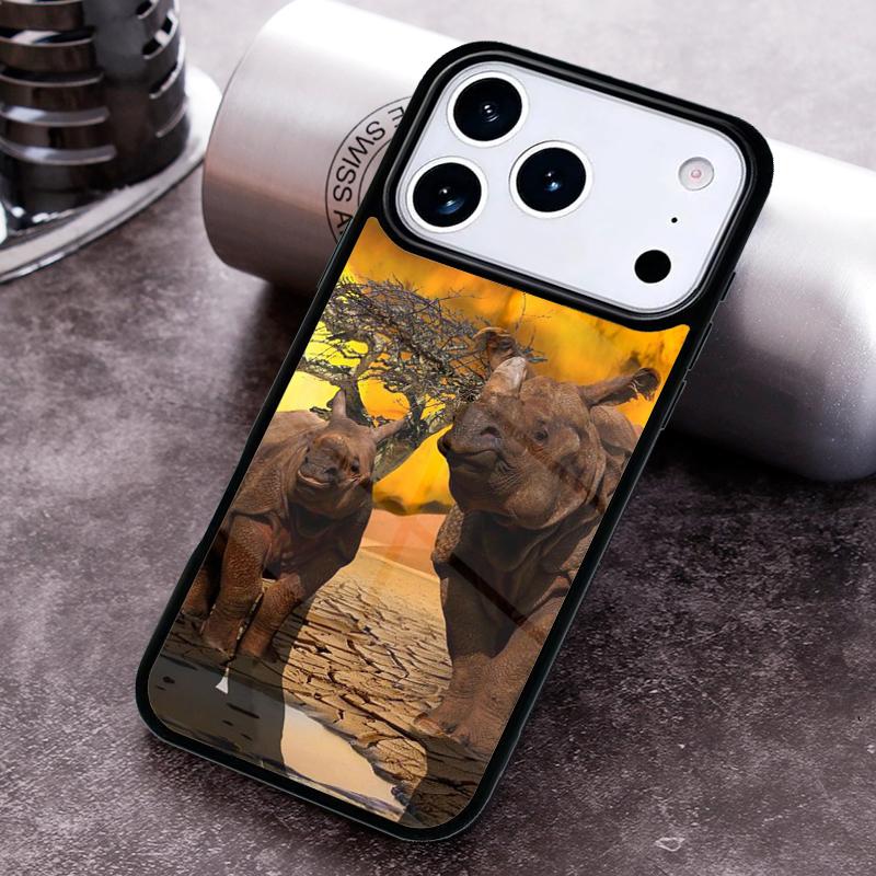 Animal Rhino Phone Case For iPhone 17 16 15 14 13 12 11 Pro Max Plus 17Air Soft Silicone Cover