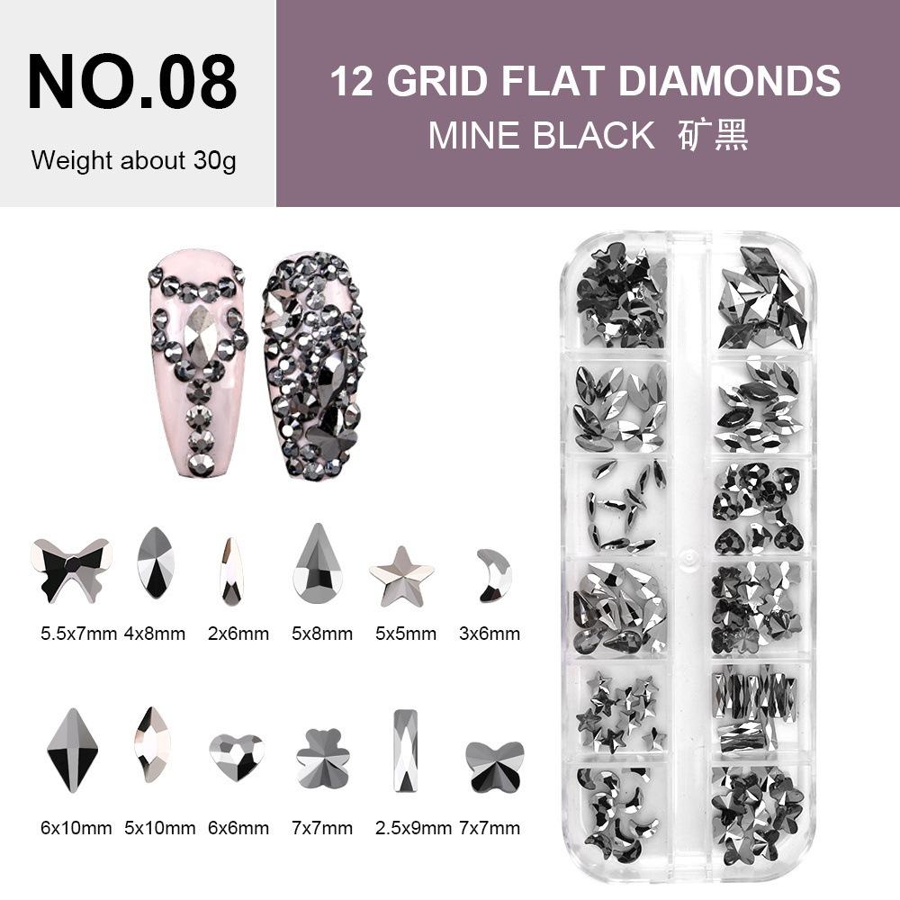 Electroplated Flat-Bottomed Nail Art Jewelry Glass Special-Shaped Rhinestone Set Nail Decoration Diy Jewelry Accessories