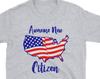 New American Citizen T-Shirt Tee US Citizenship Gifts for New Americans White Heather Grey TShirt