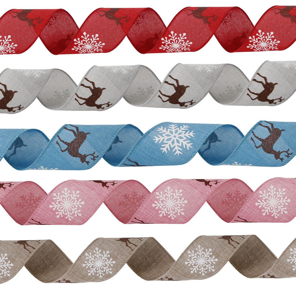 Vibrant Colorful And 2 Meter Long Reindeer Snowflake Ribbon Ideal For Christmas Decoration Tree