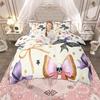 Homewish Set Copripiumino con Fiocco per Bambine Set Biancheria da Letto con Fiocco e Nastro da Principessa Set Copripiumino a Quadri con Fiocco