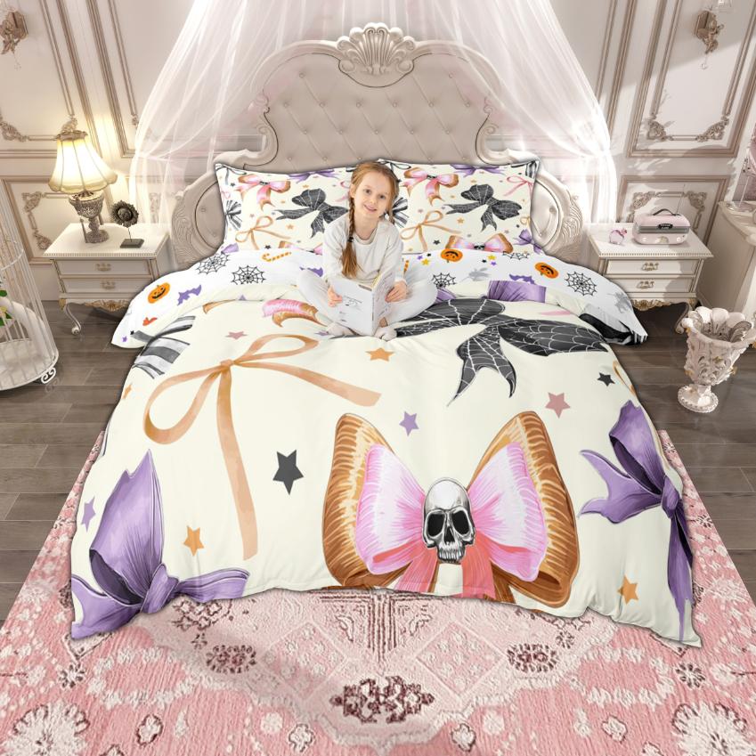 

Comforter Homewish Girls Bow Knot Princess Bowtie Ribbon Bedding Set Bowknot Plaid Set Comforter (quilt)-EU Single(135*200cm)3pcs
