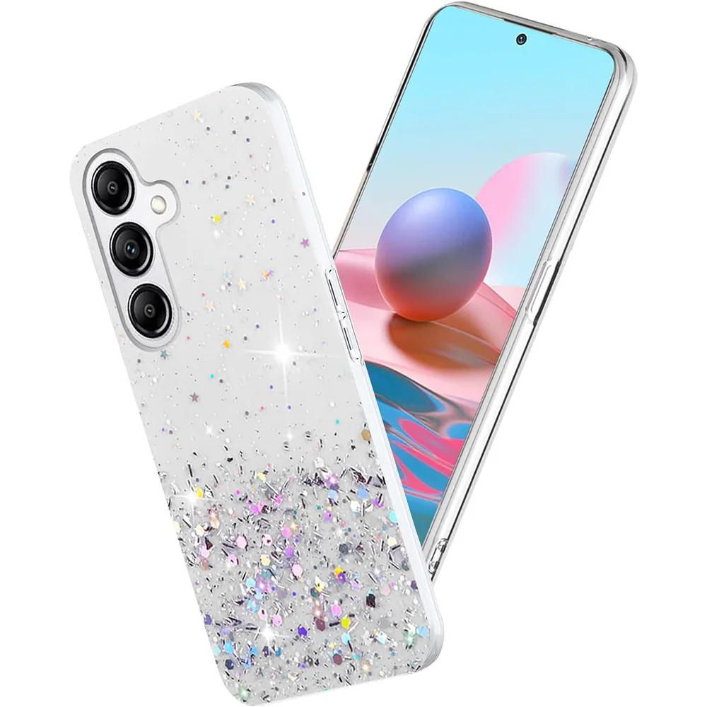Luxury Bling Glitter Clear Silicon Phone Case for Samsung Galaxy S10 Plus S21 Ultra S21+ 5G Sequins Sparkle Cover