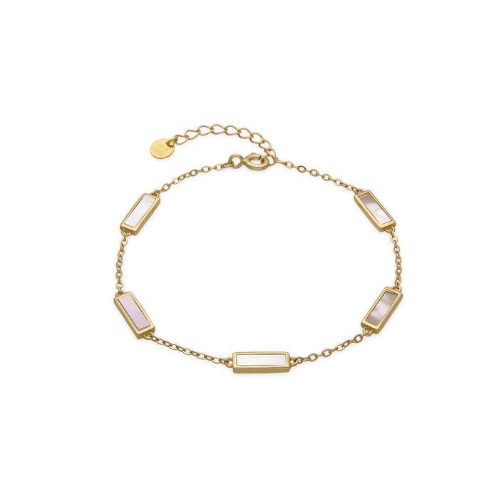 Bracelet - LUXENTER - Limy - Argent 925 - Nacre Blanche - Or 18 Carats