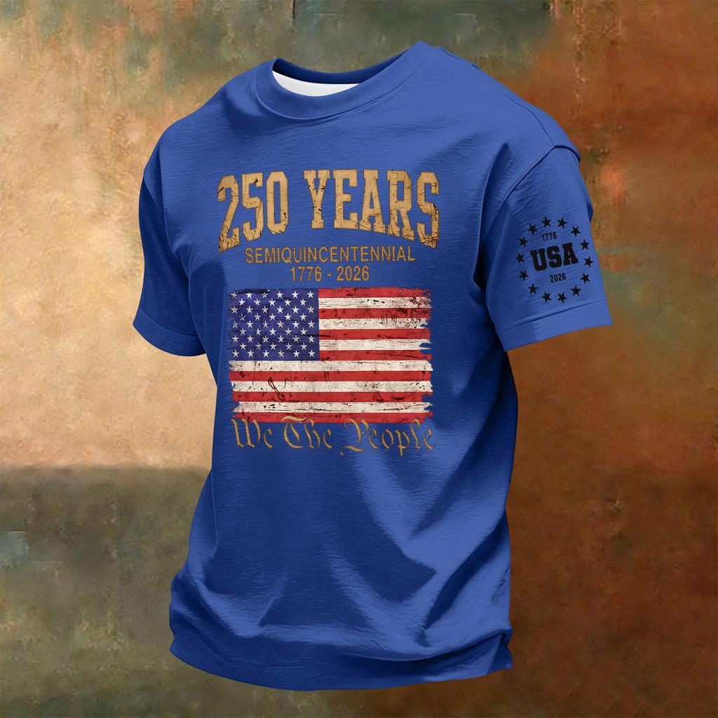 Men's Short Sleeve Crew Neck T-Shirt 250th Anniversary Independence Day Print Casual Comfortable Fit Summer Wear