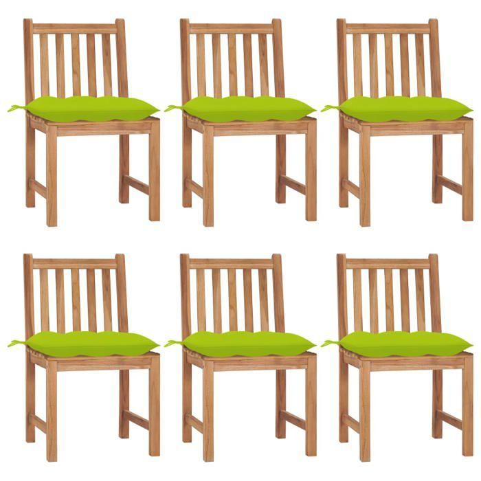 VidaXL Lot de 6 Chaises de Jardin avec Coussins, Sièges de Terrasse, Chaises de Salle à Manger, Meubles de Patio Extérieur, 3073141