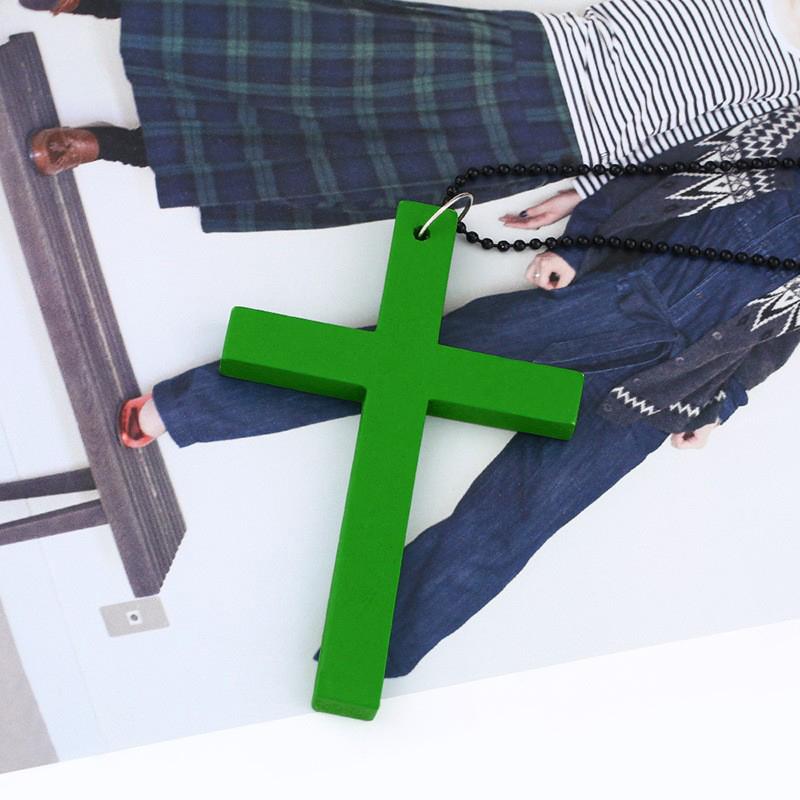 Vintage Dřevěný Kříž Přívěsek Náhrdelník Jednoduchý Přírodní Dřevěný Kříž Náhrdelník Hip Hop Svetrový Řetízek Šperky Doplňky Dárky