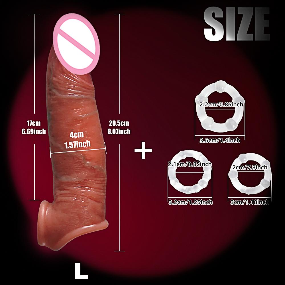 Anello Realistico per Pene Gallo Reutilizzabile Manicotto Dildo Allargatore Addensante Impermeabile Giocattoli Sessuali per Coppie Maschili Giocattoli Sessuali per Adulti 18+