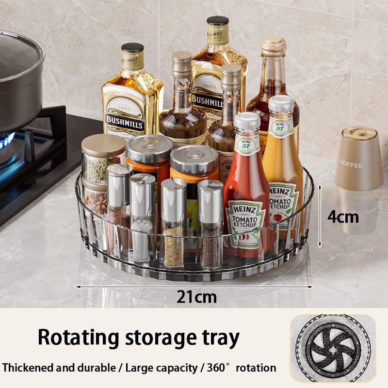 1Pc Rotating Spice Rack For Home Kitchens Multi-Functional Storage Tray For Seasoning Bottles And Jars, And Cosmetics