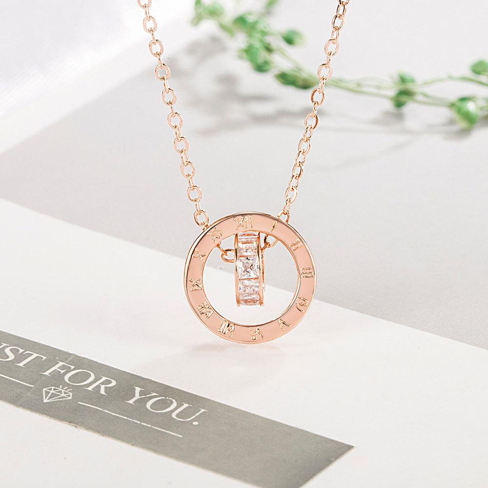 

Vintage Roman Numerals Transfer Bead Pendant Necklace Women S Light Luxury Turntable Pendant Cute Necklace