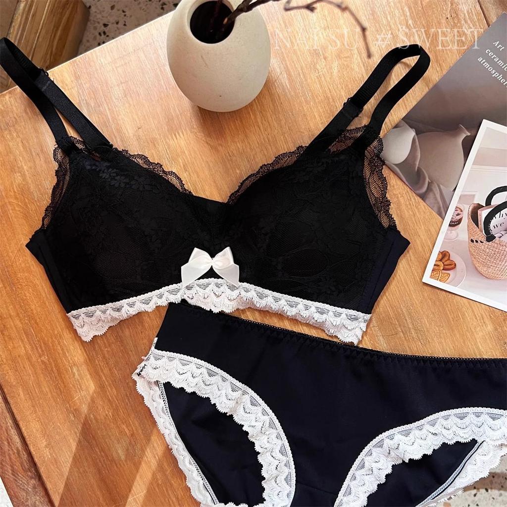 Französische Spitze Push-Up BH Set: Bügellos, Verstellbar, Seitenhalt, Anti-Durchhängen, Perfekt für kleine Brüste