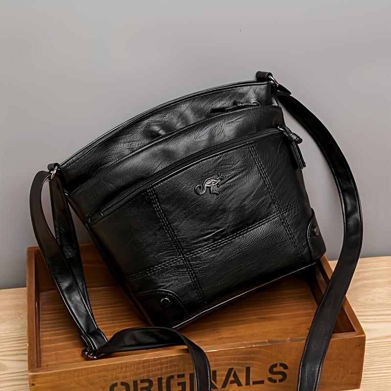 Elegant Vintage Style Shoulder Bag  Faux Leather Multiple Pockets Crossbody Bag  Adjustable Strap  Women's Commuter Work Purse