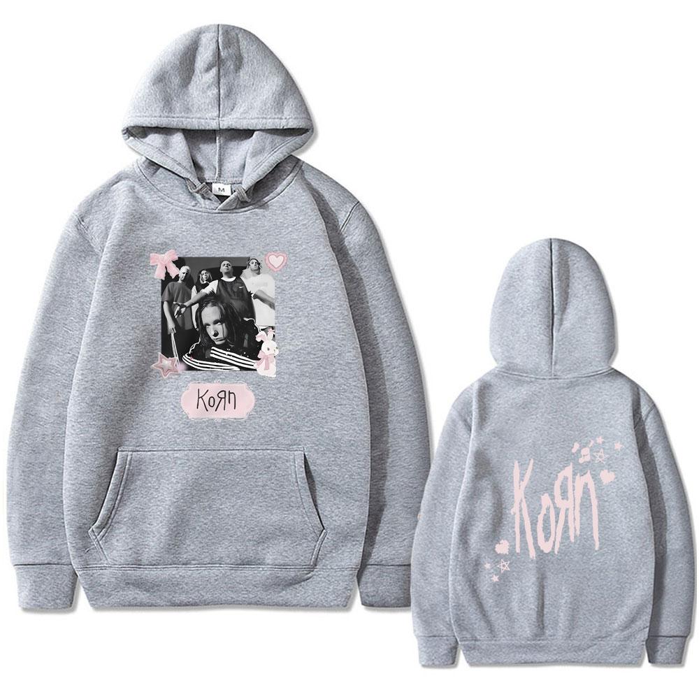 Rock Band Korn Vintage Oversized Hoodie Men Women Funny Kawaii Cute Pink Merch Hoodies Male Alternative Nu Metal Music Pullover