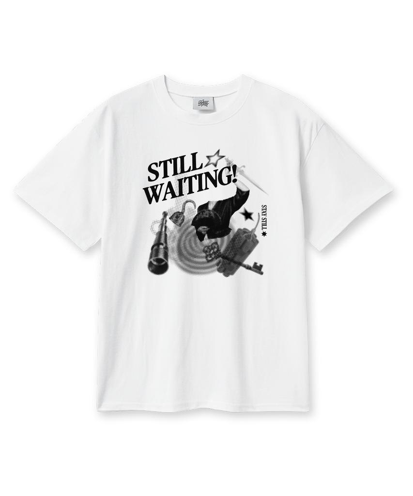 Leijimeli Still Waiting 20-Count Cotton Oversized Short Sleeve T-Shirt White