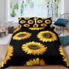 Vintage Sunflowers Duvet Cover Set Letters Bedding Set Letters And Sunflowers Printed Retro Girls Queen Size 2/3pcs Quilt Cover
