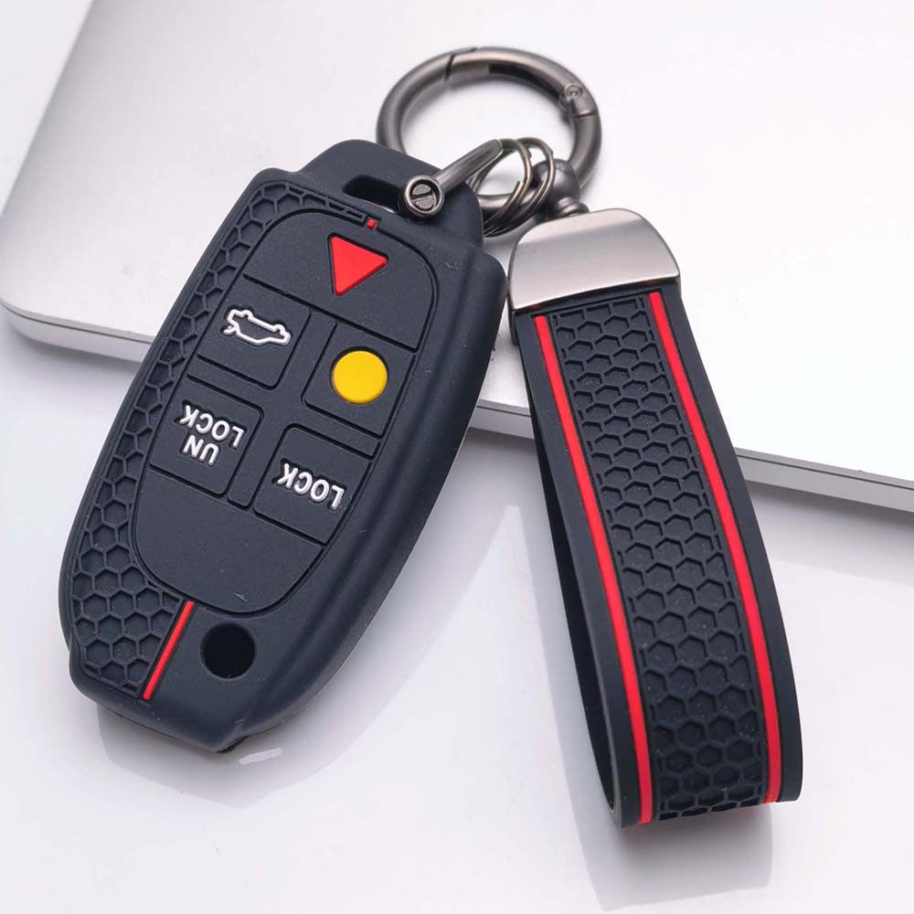 Key Fob Cover for Volvo XC90 XC70 S60 S80 V70 with Keychain Anti-Scratch Guard Shockproof Protection Soft Grip Texture Responsive Button Touch