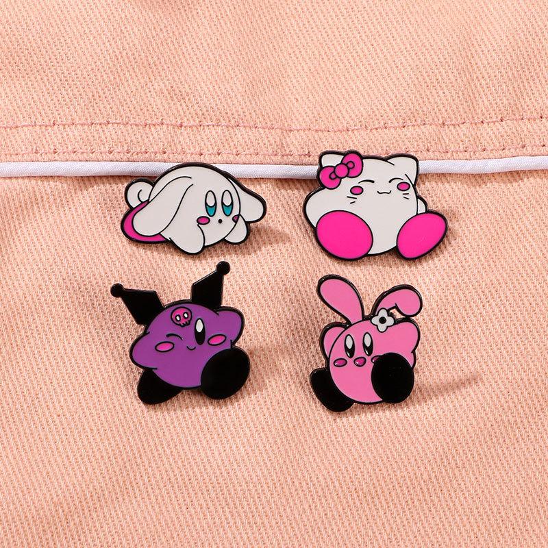 Cartoon Sanrio Kirby Enamel Alloy Brooch Kuromi Hello Kitty Cinnamoroll Cute Pin Badge for Clothes Backpack Decoration