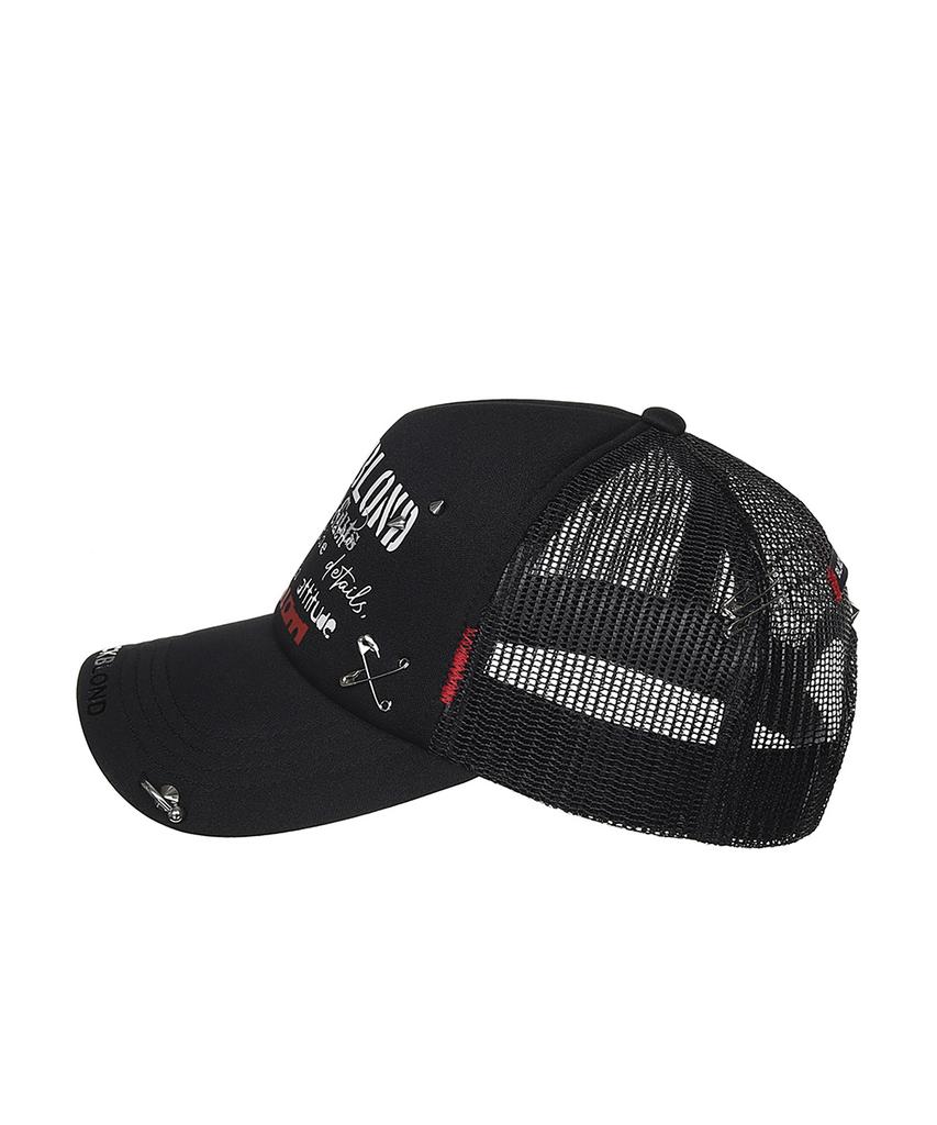 BLACKBLOND Vividi Vintage Clash Piercing Trucker Mesh Cap Dark Version (Black)