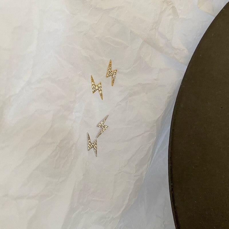 925 Sterling Silver Crystal Lightning Stud Earrings Women Girlfriend Jewelry Gift Accessories Pendientes Eh1797