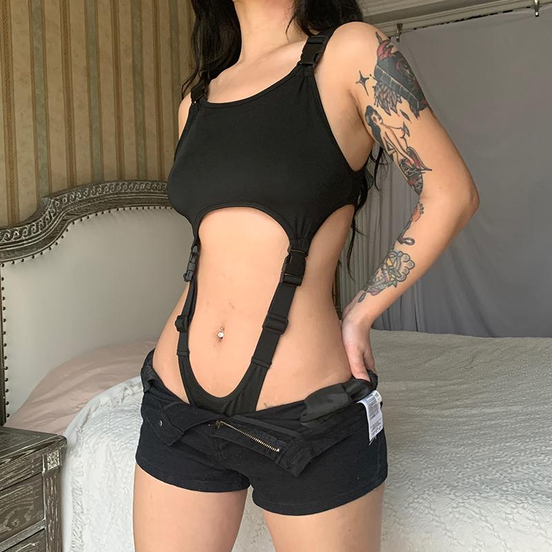 

Сексуальное боди с полыми подтяжками и сплошным цветом для женщин