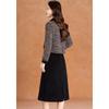 Ke Bei Er Faux Mink Patchwork Color-Block Scarf Collar A-Line Dress