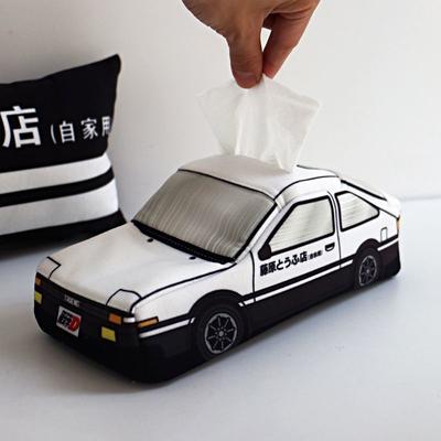 Kreslená krabička na kapesníky s motivem auta Anime Kreativní Japonský styl Stolní úložný box Initial D Fujiwara Držák na papír Úložný box