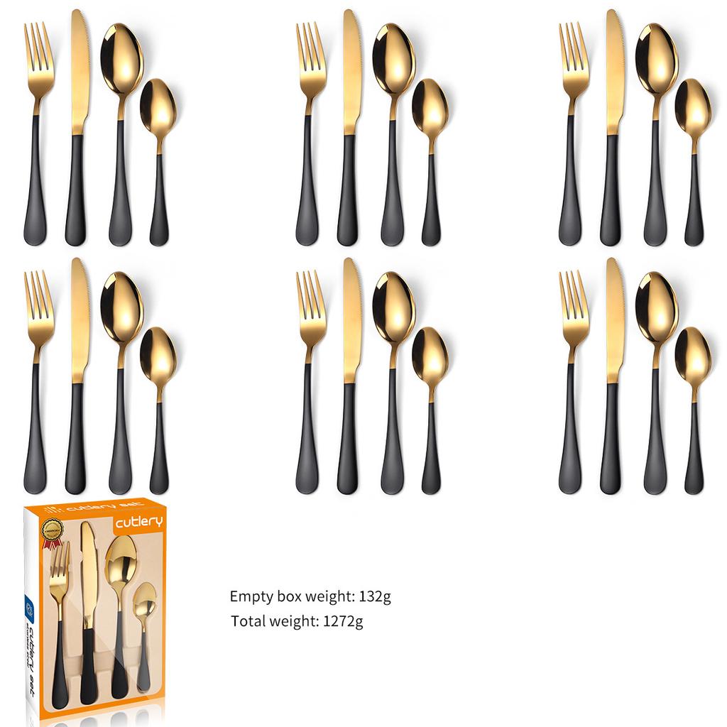 Popular Stainless Steel Cutlery Set 24 Pieces Gift Box Household Knives Forks  Spoons Kitchen Household