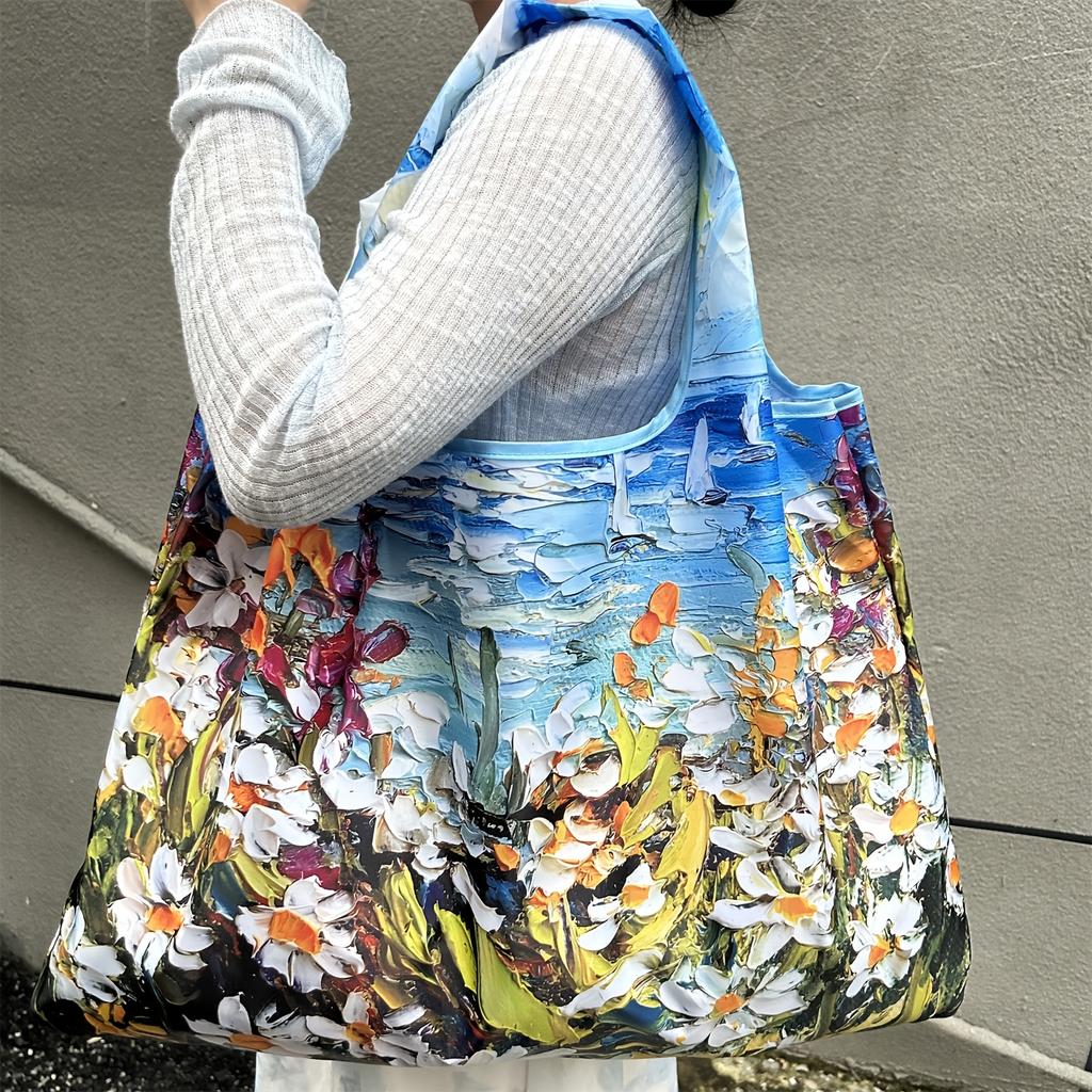 Sac à bandoulière pliable élégant Grande capacité Sac à bandoulière portable pour femmes, Sac fourre-tout de shopping avec plusieurs motifs disponibles