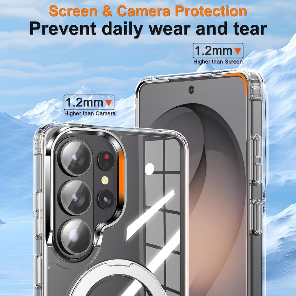 360° Magnetische Halterung Hülle Für Samsung Galaxy S26 Ultra S25 S24 Plus S23 Für Magsafe Klare Ständer Halter Kabelloses Lade Cover