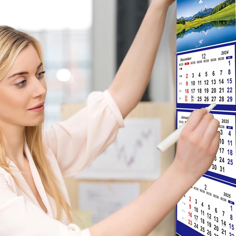 2025 Calendar 3 Month Display Vertical Calendar Dec 2025 - Jan 2026 Calendar For Daily Organizing Planning Home Decor Supplies