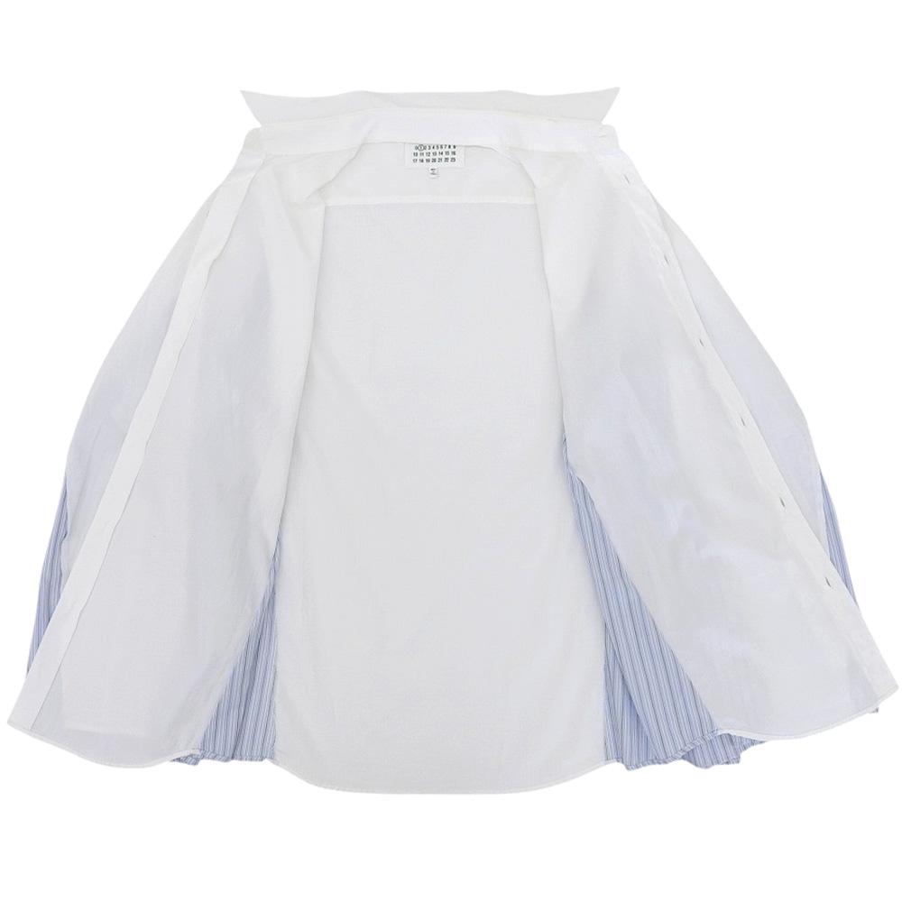 Maison Margiela Reconstructed Striped Long Sleeve Shirt Tops Women's White Blue 38 S51DL0347 20AW Tops 38 White / blueUsed