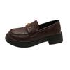 Thick-soled women's autumn new one-pedal versatile single shoes soft-soled soft leather retro round head small leather shoes
