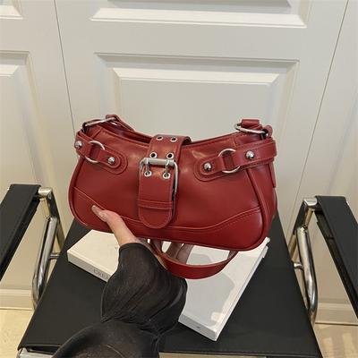 Temperament Belt Solid Color New Fashion Texture Casual Simple Shoulder Crossbody Handbag