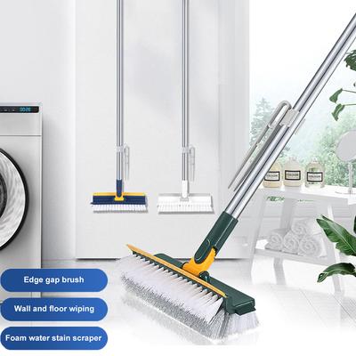 3 In 1 Floor Scrub Brush 180°Rotating Long Handle Stiff Bristle Floor Brush Grout Brush Tile Brush for Cleaning Shower Bathroom