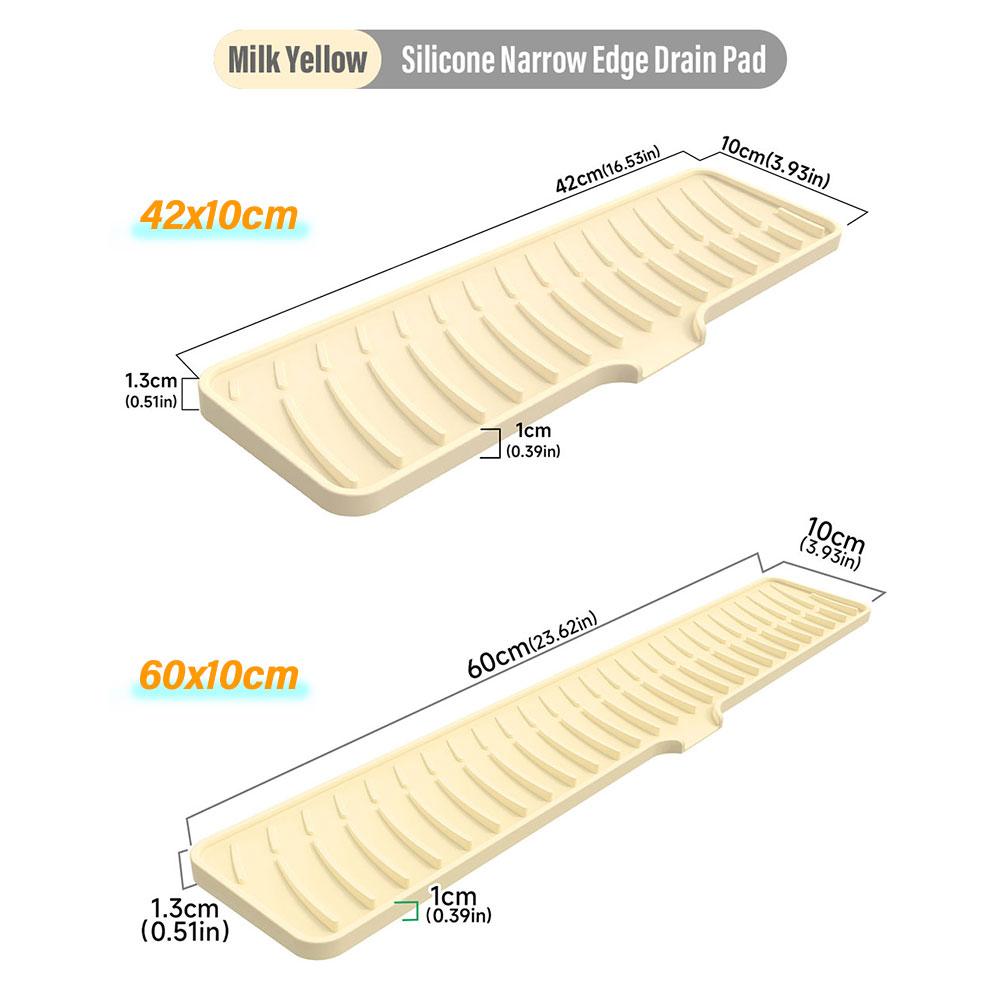 

SW 42/60x10CM Silicone Faucet Mat Narrow Edge Drain Pad Kitchen Bathroom Pool Sink Splash Pad Drainage Pads Countertop Protector 42x10 cm