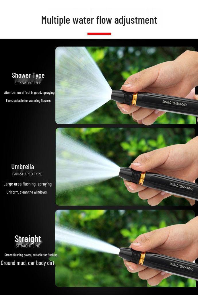 High-Pressure Car Wash Hose Set: Direct Spray Nozzle for Car Washing & Gardening