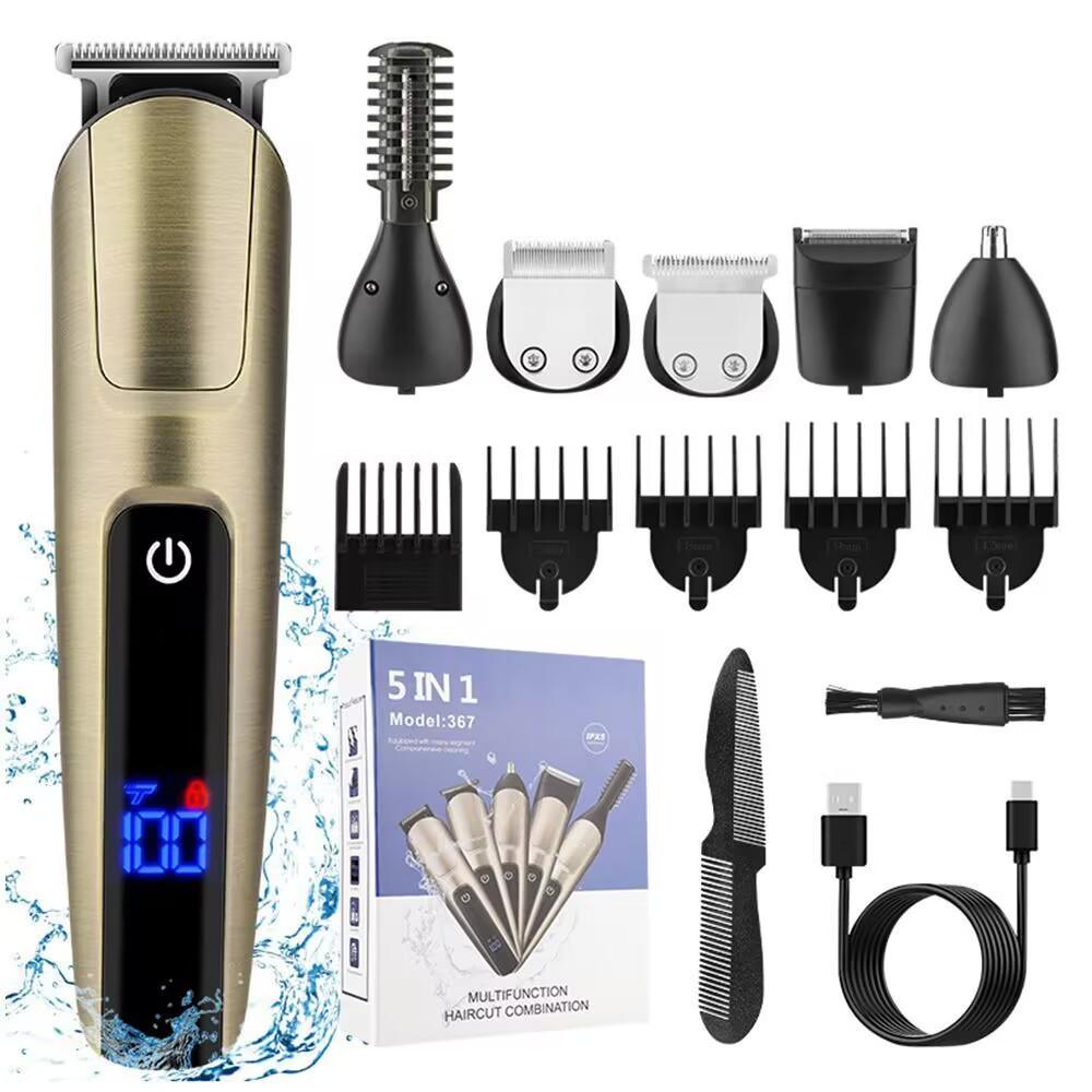 5-in-1 Waterproof Electric Hair Clipper & Shaver with Nose Trimmer.