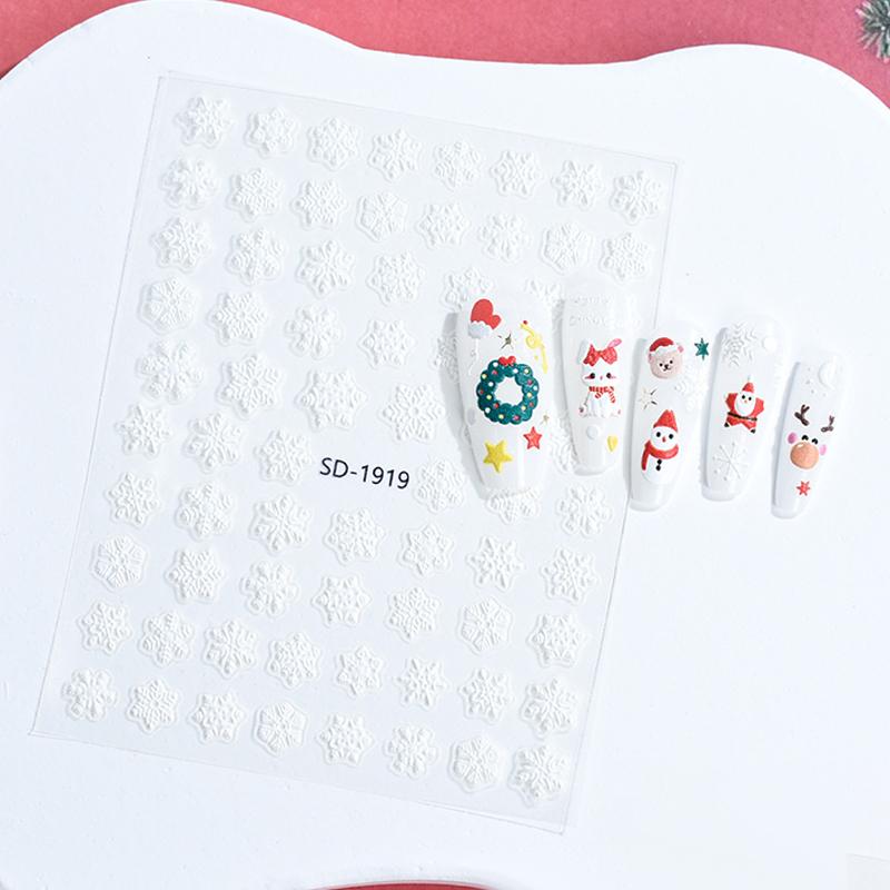 Christmas Lovely Cartoon Bowknot Santa Claus Snowman Christmas Tree Elk Snowflake Nail Art Stickers Xmas Cute Manicure Decals