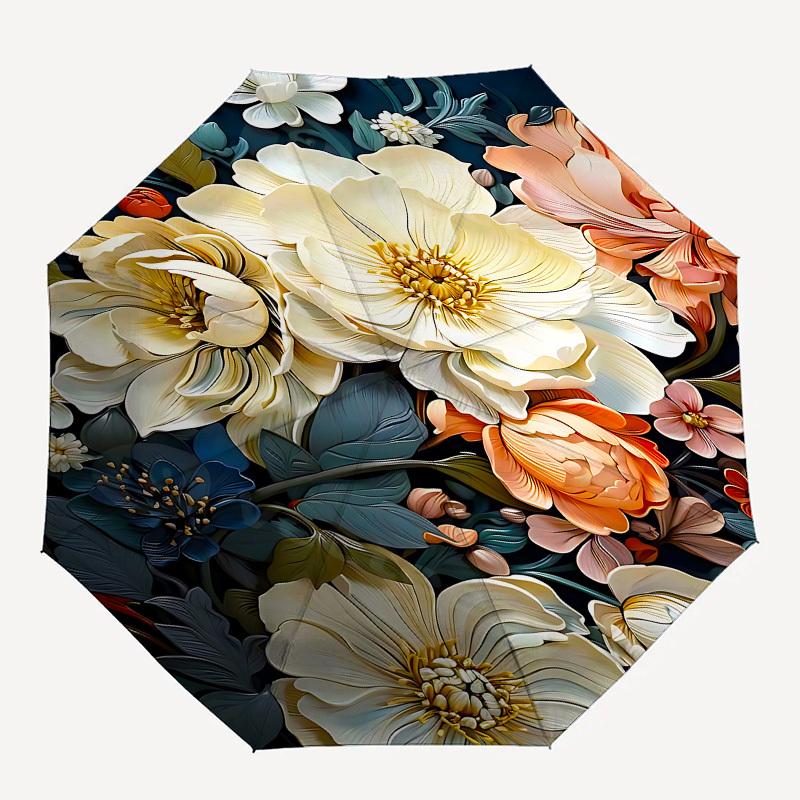 

1pc Floral Pattern umbrella with 8 iron ribs and a plastic handle, automatic opening and closing, and daily use.1072