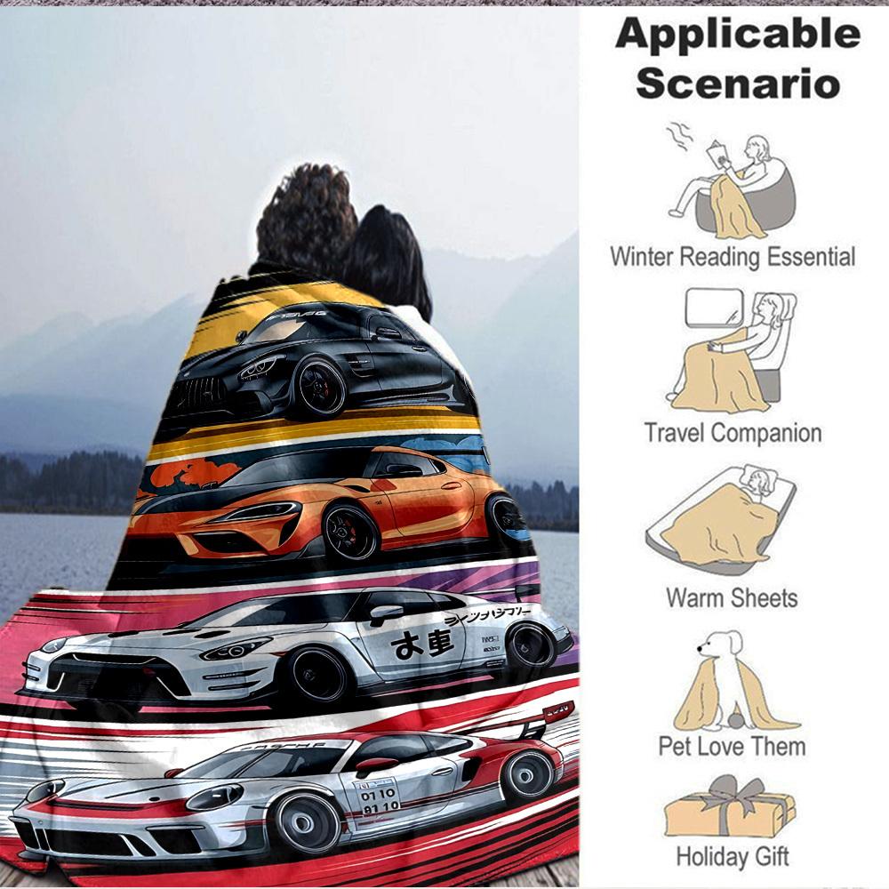 1PC Racing Cars Blanket, Throw For Sofa, Bed, Travel, Camping, Livingroom,