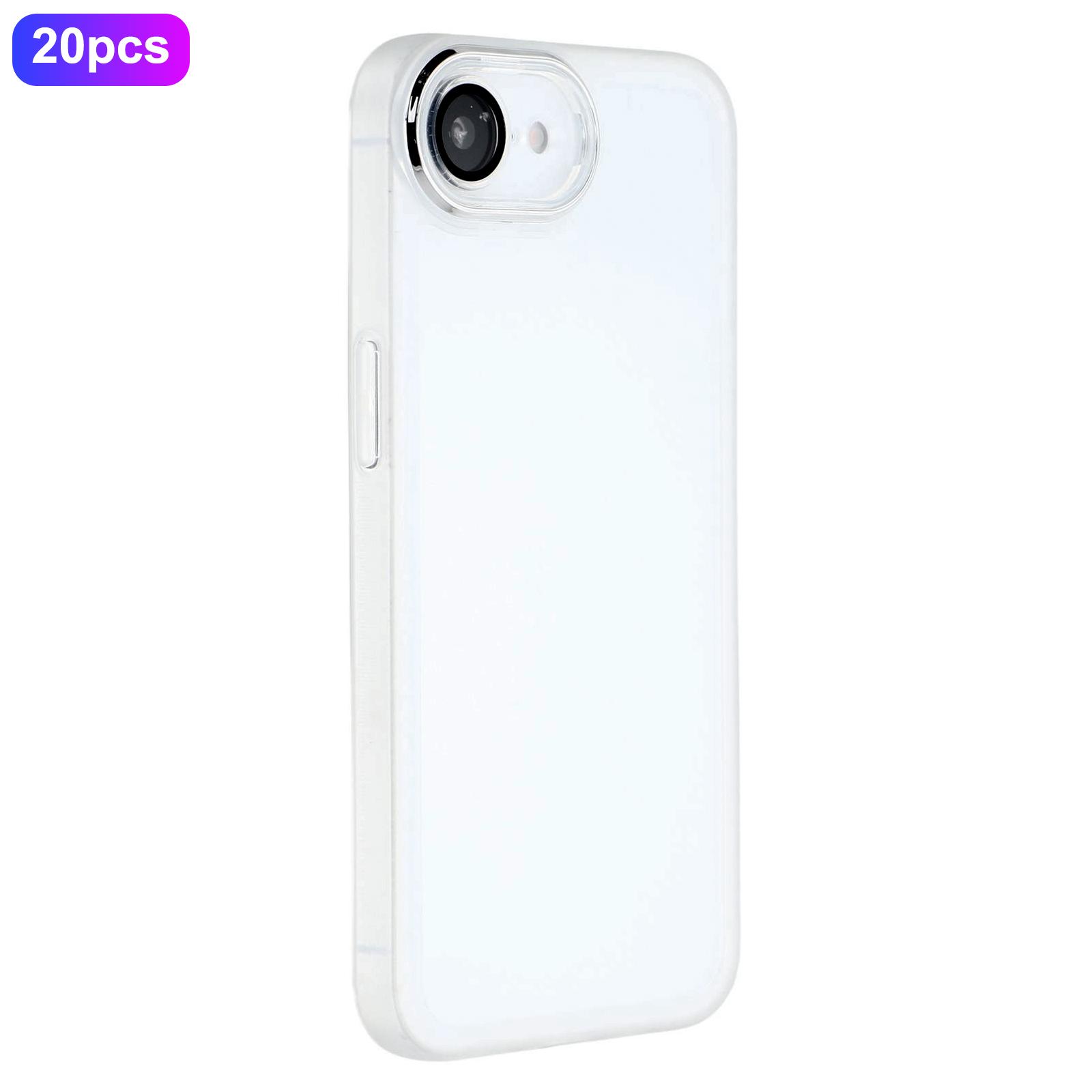 

Bulk Purchasing 20Pcs For iPhone 16e Case Electroplated Camera Frame TPU Phone Cover Precise Cutouts Transparent White