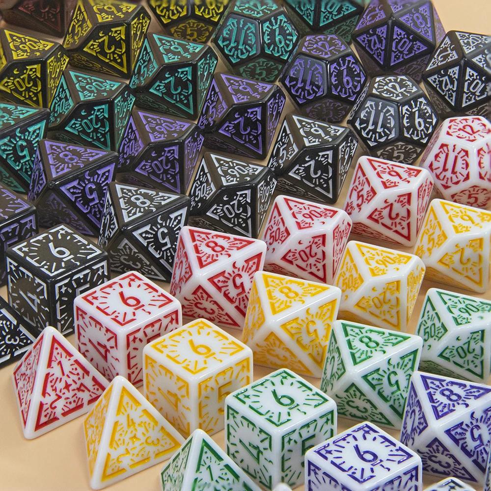 DND Polyhedral Dice Set 7pcs D4-D20 Engraved Games Dices for Souvenirst Entertainment RPG Board Game