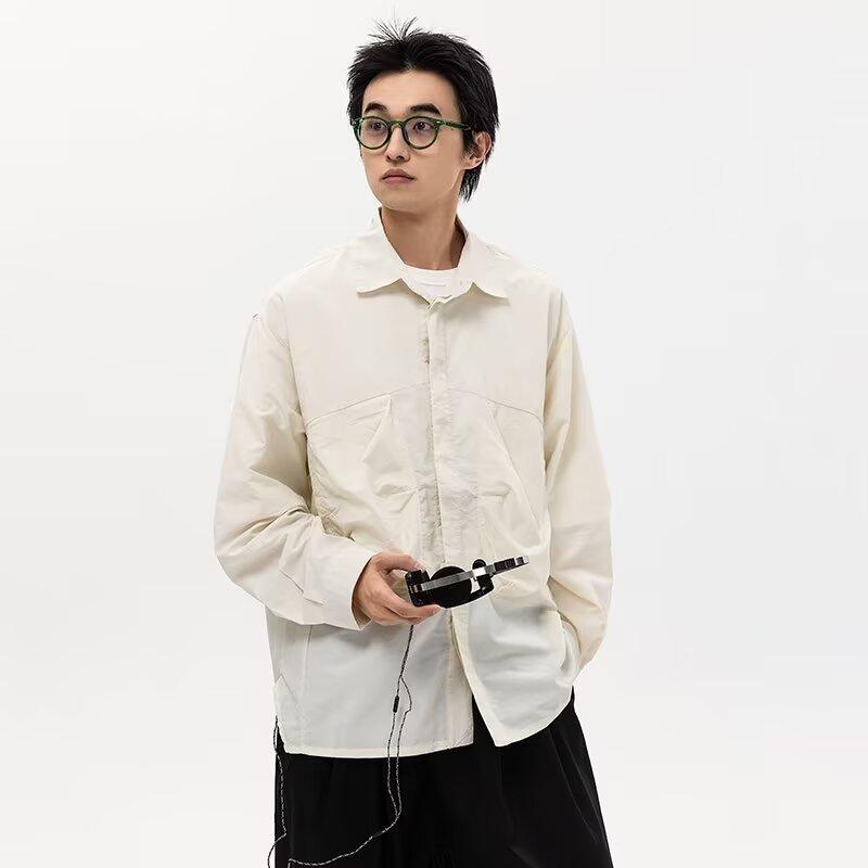 2024 dopisní košile s dlouhým rukávem Japonský hongkongský styl volná košile pro chlapce léto trendy všestranný ležérní kabát