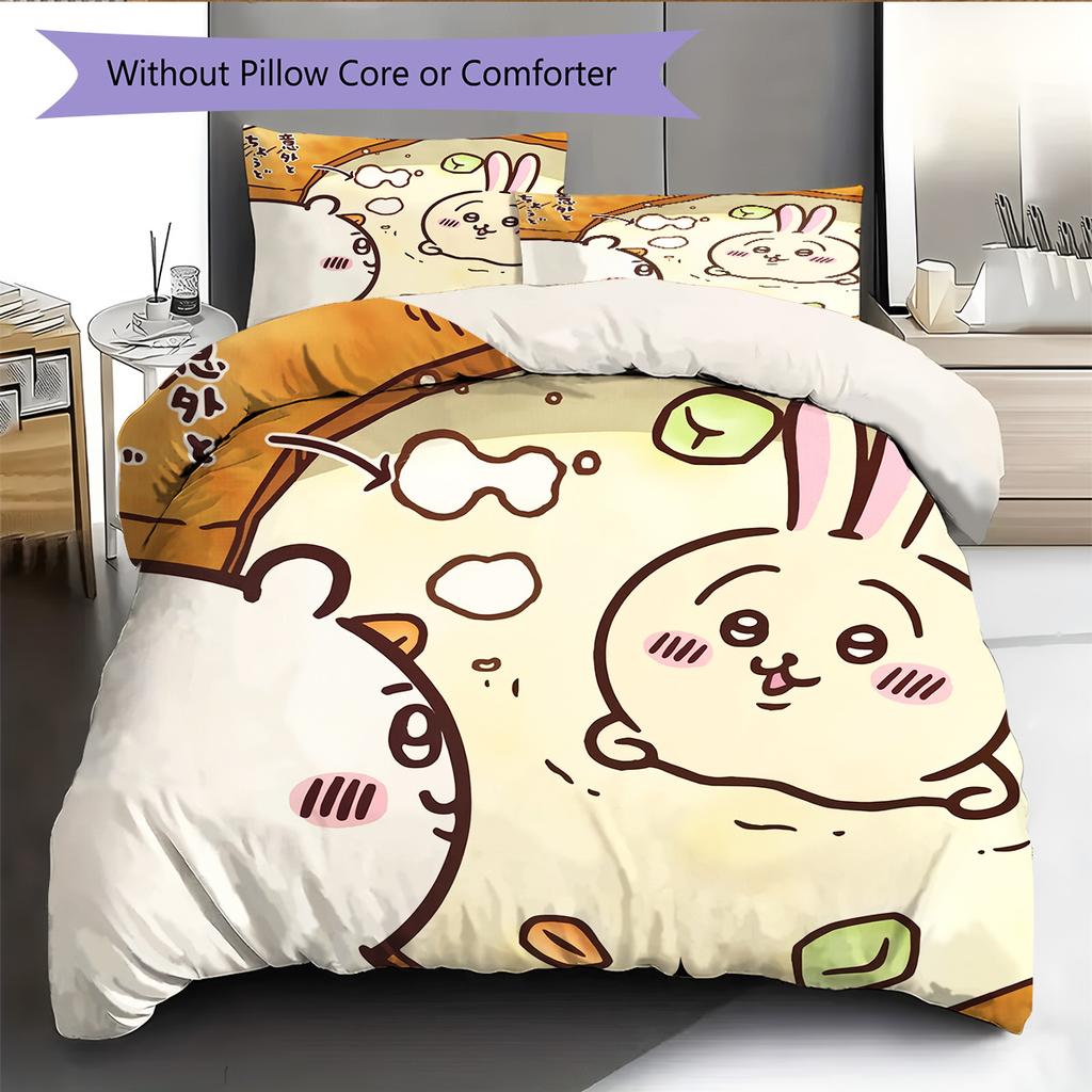 Chiikawa Pattern Bedding Quilt Set Home Decoration Gift (1 * Duvet Cover + 2 * Pillowcase Without Core)