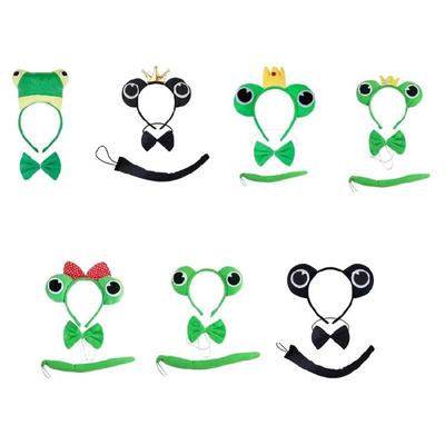 Frogs Ears Headband Tail Bowtie Frogs Costume Accessories Set Halloween Costume Cosplay Party Props
