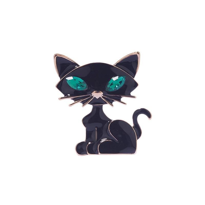 Fashionable Cat Sapphire and Zircon Brooch, Anti-exposure Pin for Women, Metal Button To Fasten Clothes, Wedding Party Gift