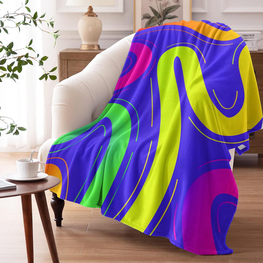 Colorful Vectors Throw Soft Flannel AC Blanket Lightweight Summer Nap Throw Cozy  Blanket for Sofa Bed Travel Home